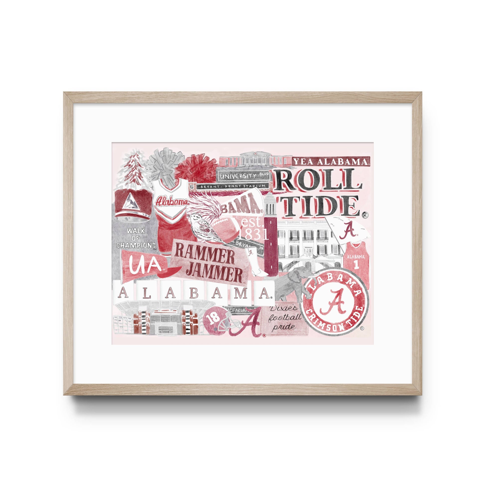 Gracefully Made Art - The University of Alabama Collage Print, Collegiate: 5x7