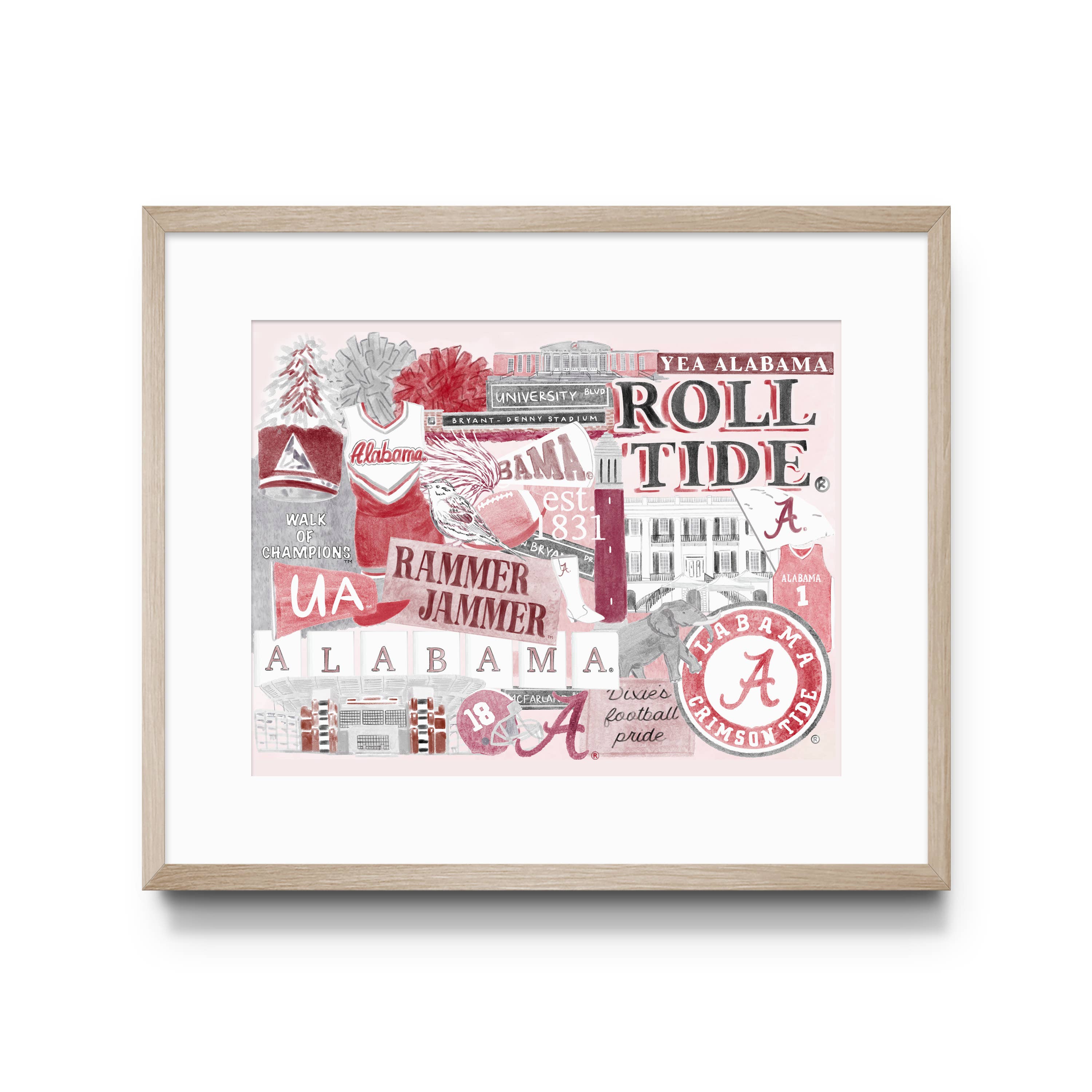 Gracefully Made Art - The University of Alabama Collage Print, Collegiate: 5x7