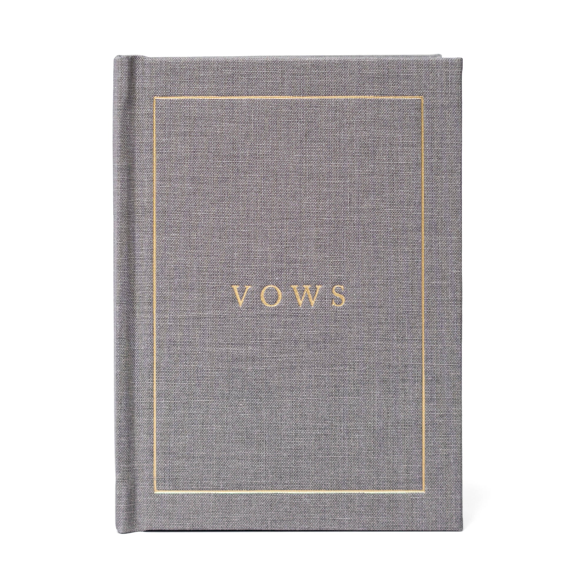 Duncan & Stone Paper Co. - Wedding Vow Books - Wedding Keepsake Book w/Gold Foil Linen: Gray