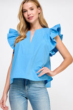 Flutter Ruffle Poplin Top