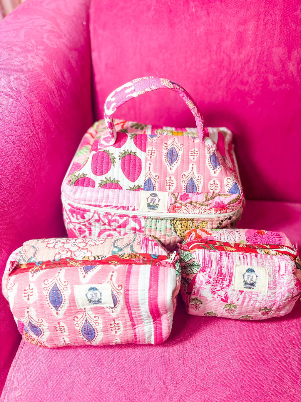 Heart of Grace - Pink City | Quilted Cosmetic Bags-set of 3
