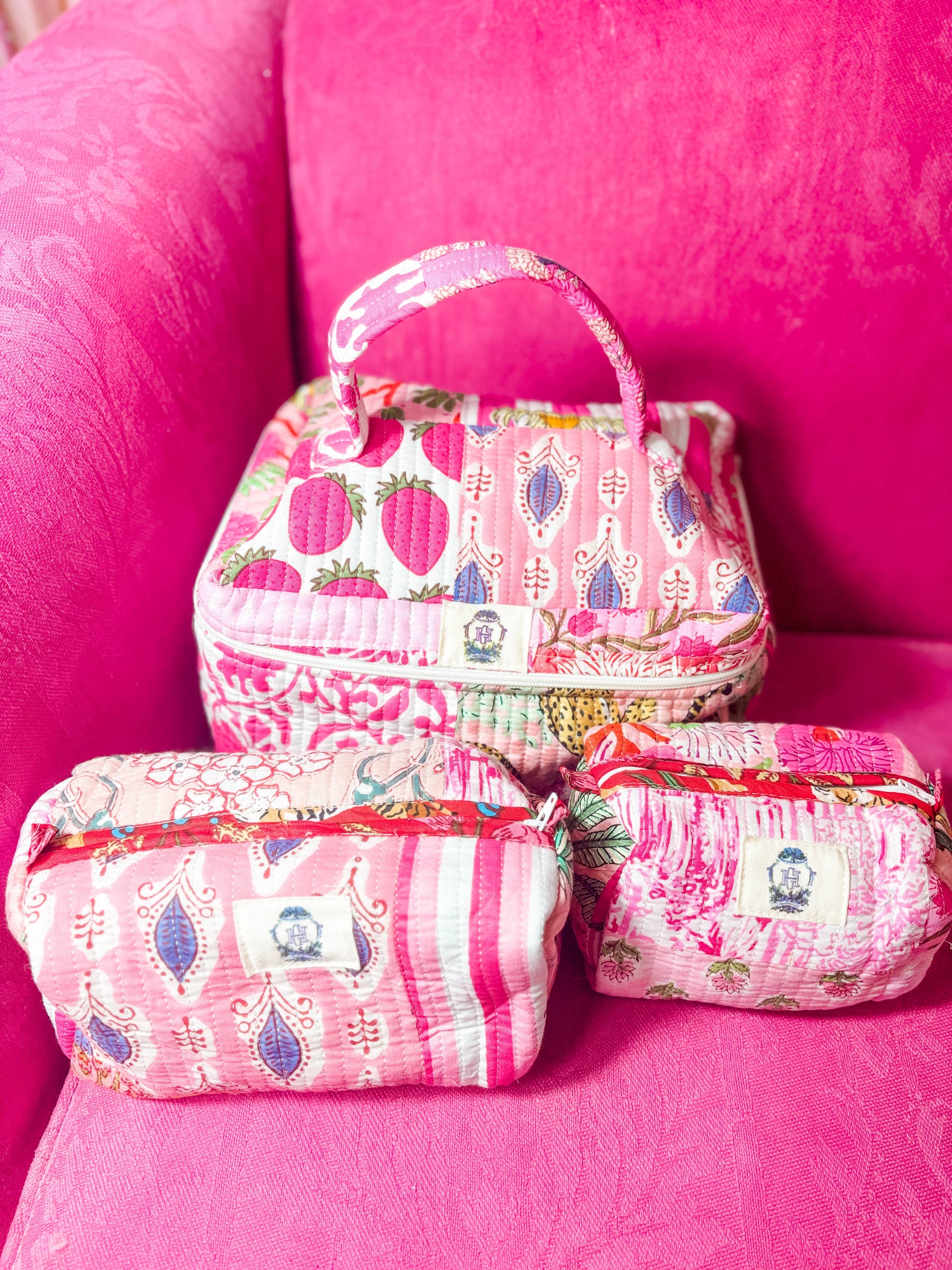Heart of Grace - Pink City | Quilted Cosmetic Bags-set of 3