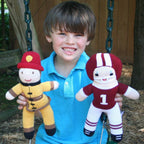 Petit Ami & Zubels - Football Player Knit Dolls: Red/White / 7" Rattle