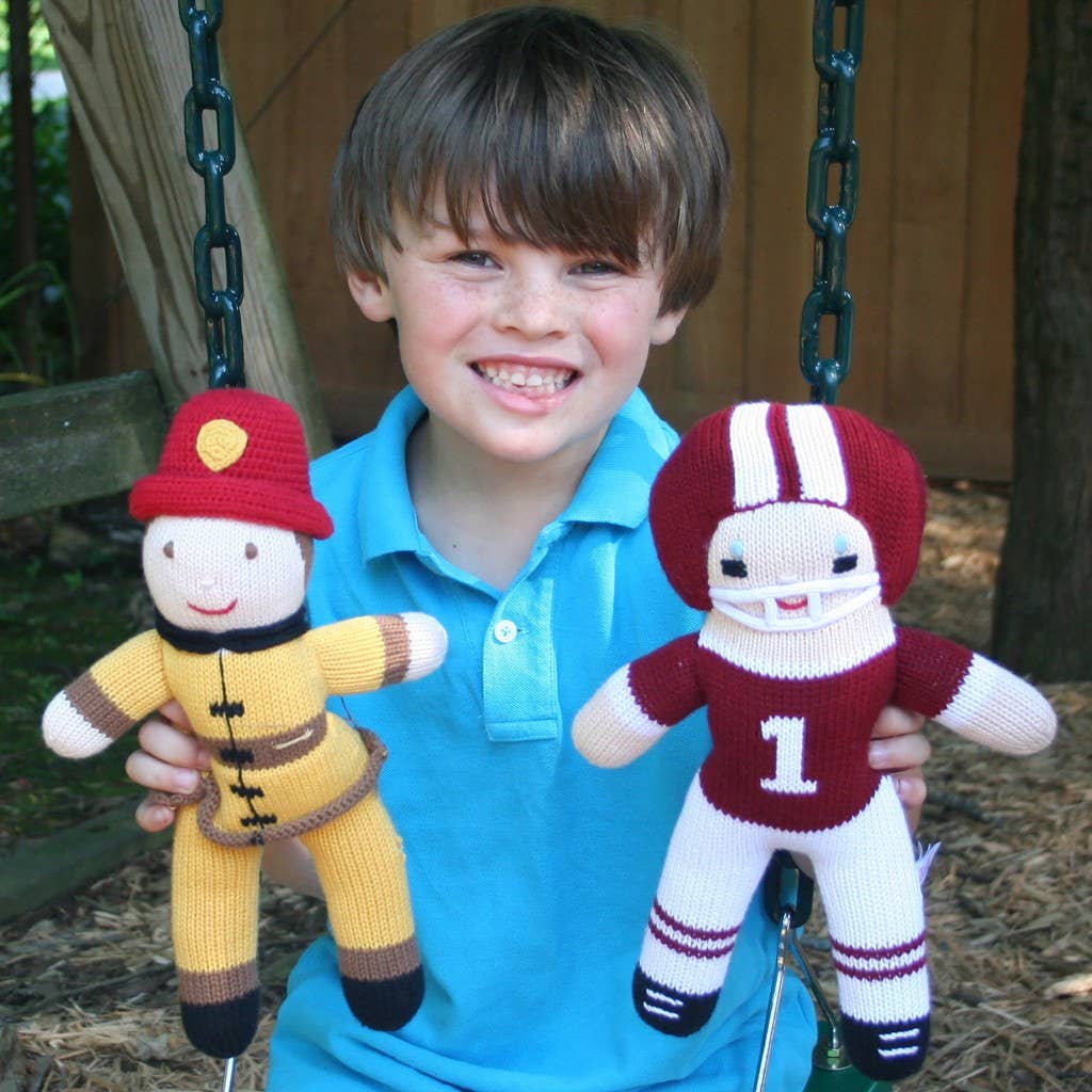Petit Ami & Zubels - Football Player Knit Dolls: Red/White / 7" Rattle