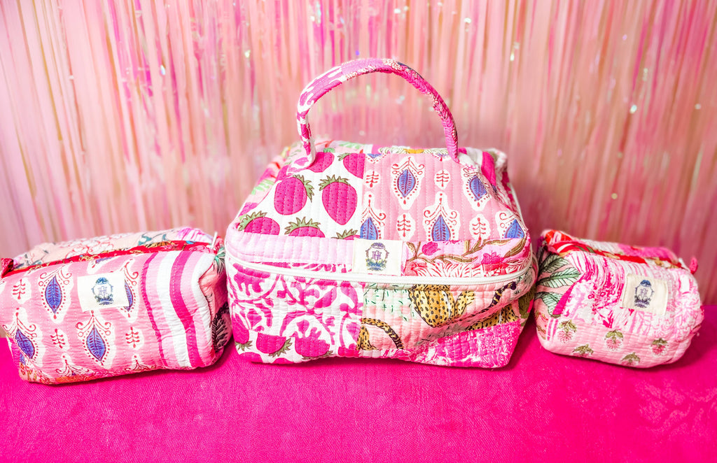 Heart of Grace - Pink City | Quilted Cosmetic Bags-set of 3
