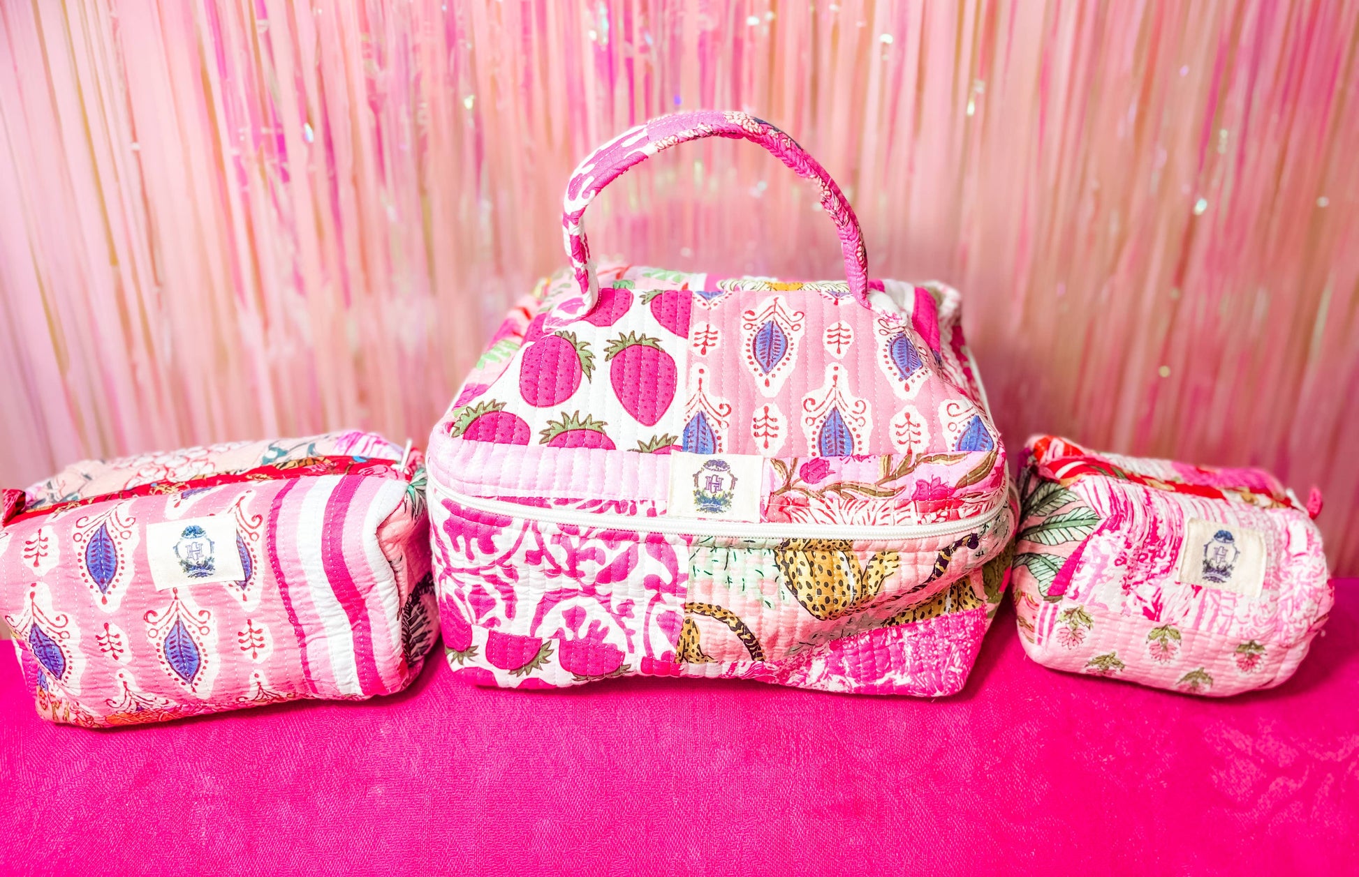 Heart of Grace - Pink City | Quilted Cosmetic Bags-set of 3