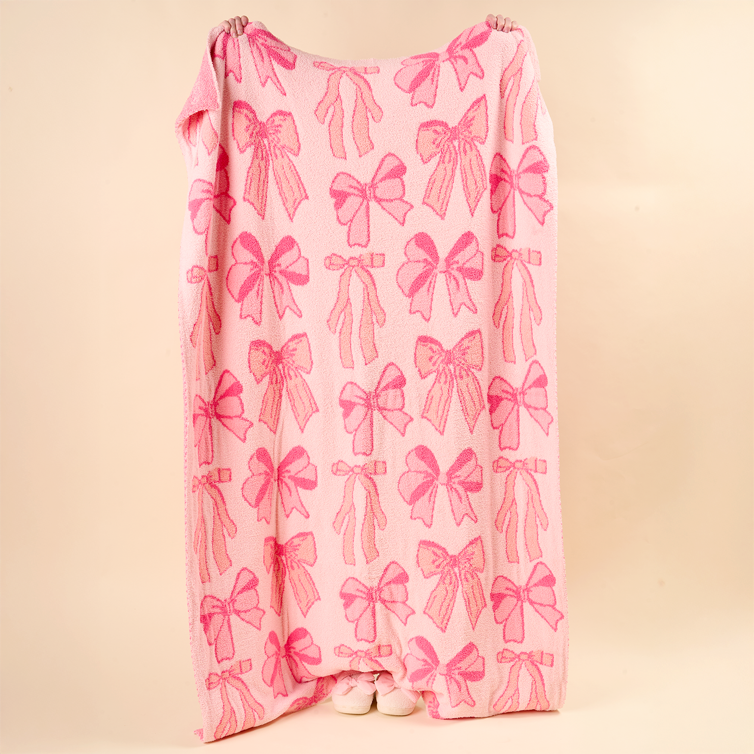 The Darling Effect - Cozy Dreams Luxe Blanket-Blushing Bows Pink