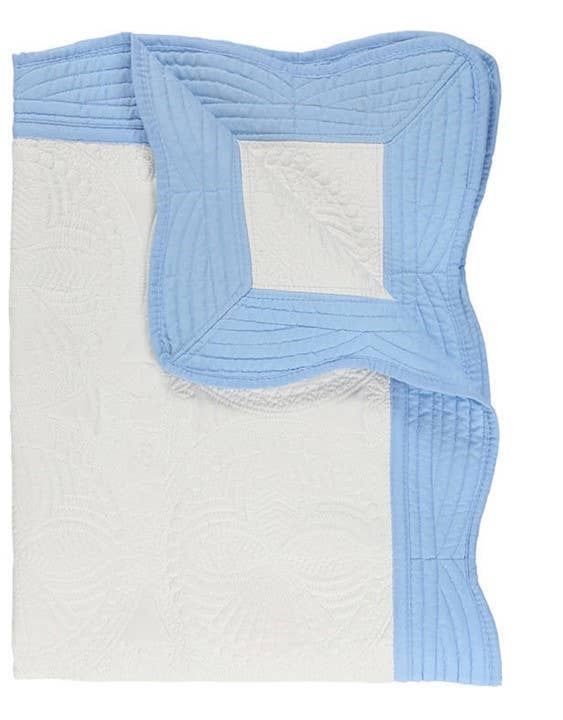 Zsa Zsa & LoLLi Monogram Blanks - Heirloom Quilt - Baby Quilt Blanket Swaddle Monogram: White