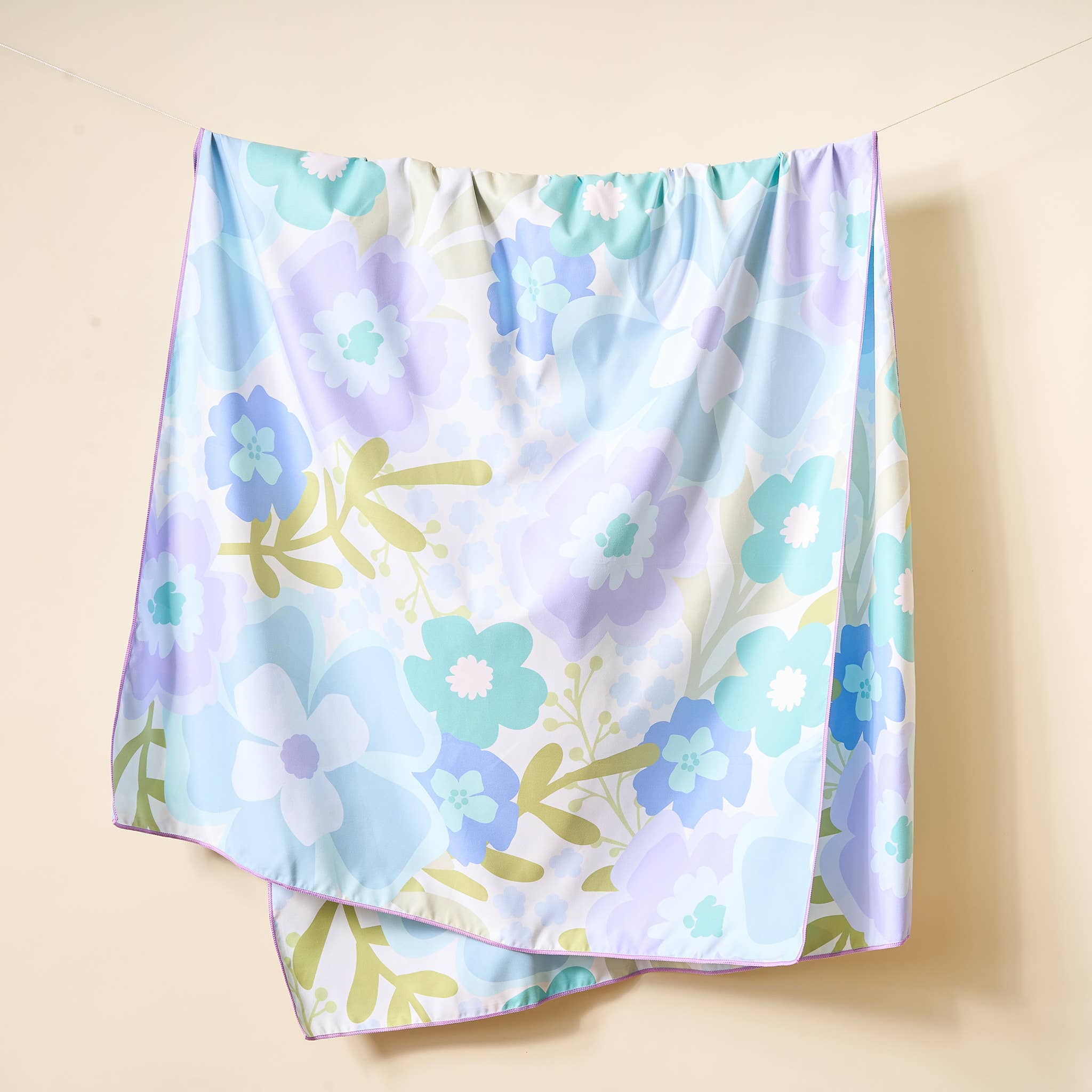 The Darling Effect - XL Quick-Dry Beach Towel-Beyond Blooms Blue Green