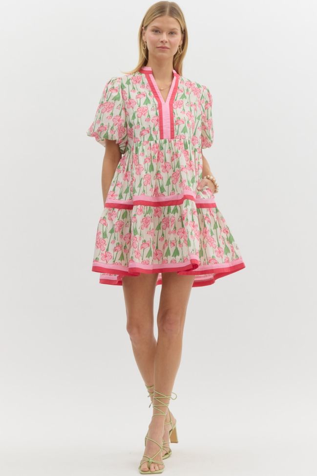 Summer Florals Color Block Dress