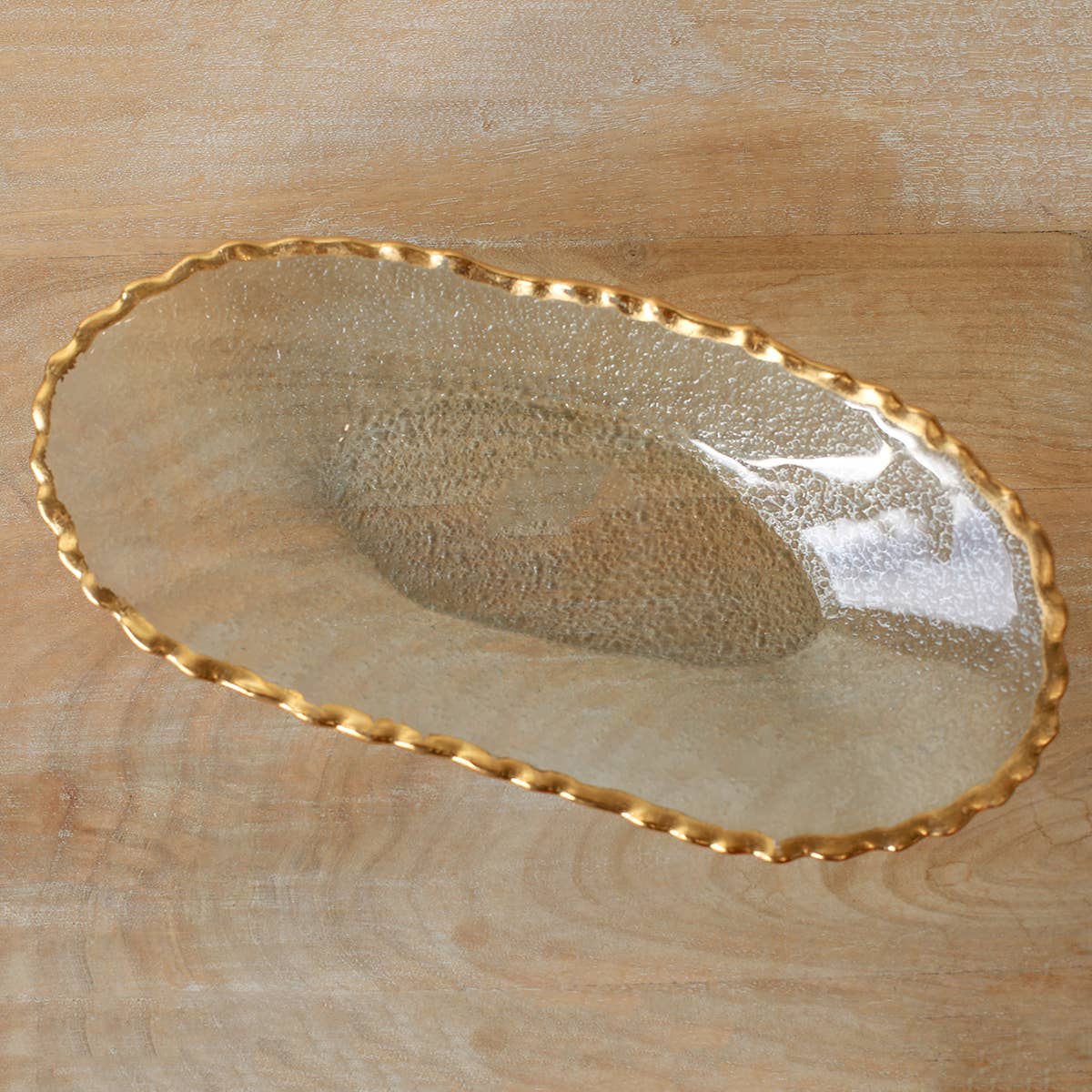 The Royal Standard - Seward Oval Serving Tray   Clear/Gold   14.75x7.25