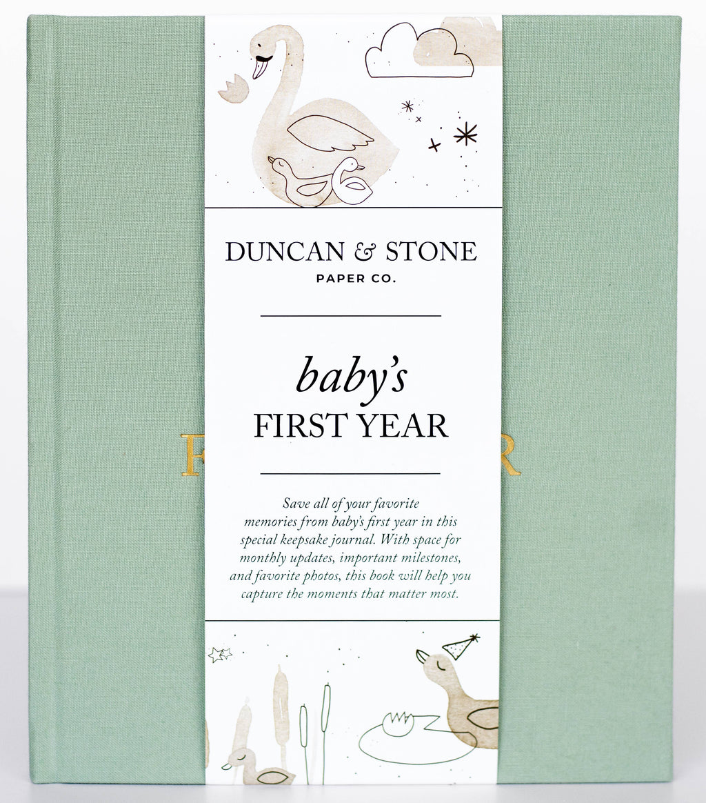 Duncan & Stone Paper Co. - Baby's First Year Memory Book & Photo Album | Mother's Day: Sky Blue