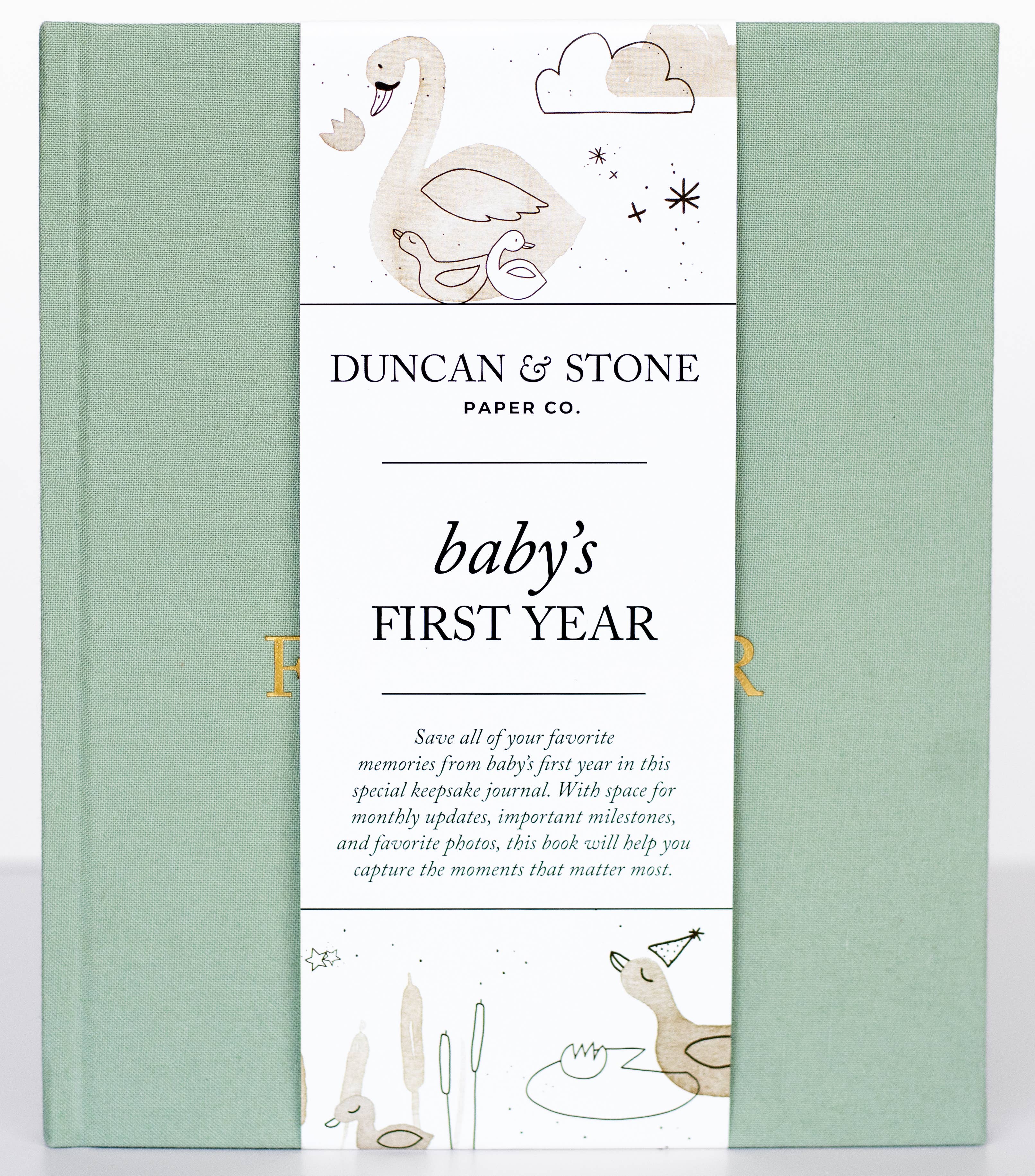 Duncan & Stone Paper Co. - Baby's First Year Memory Book & Photo Album | Mother's Day: Sky Blue