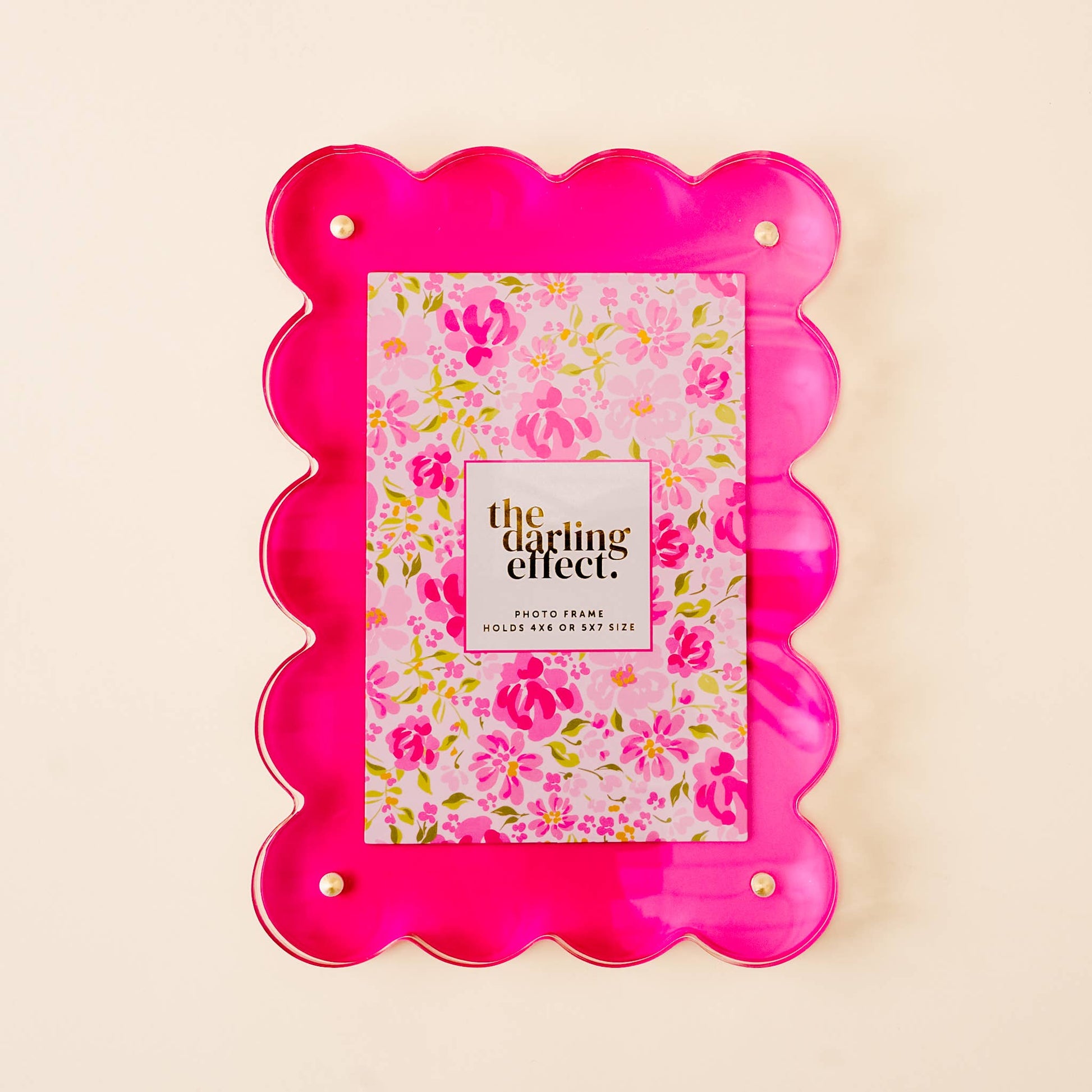The Darling Effect - Rectangle Scalloped Acrylic Frame-Hot Pink