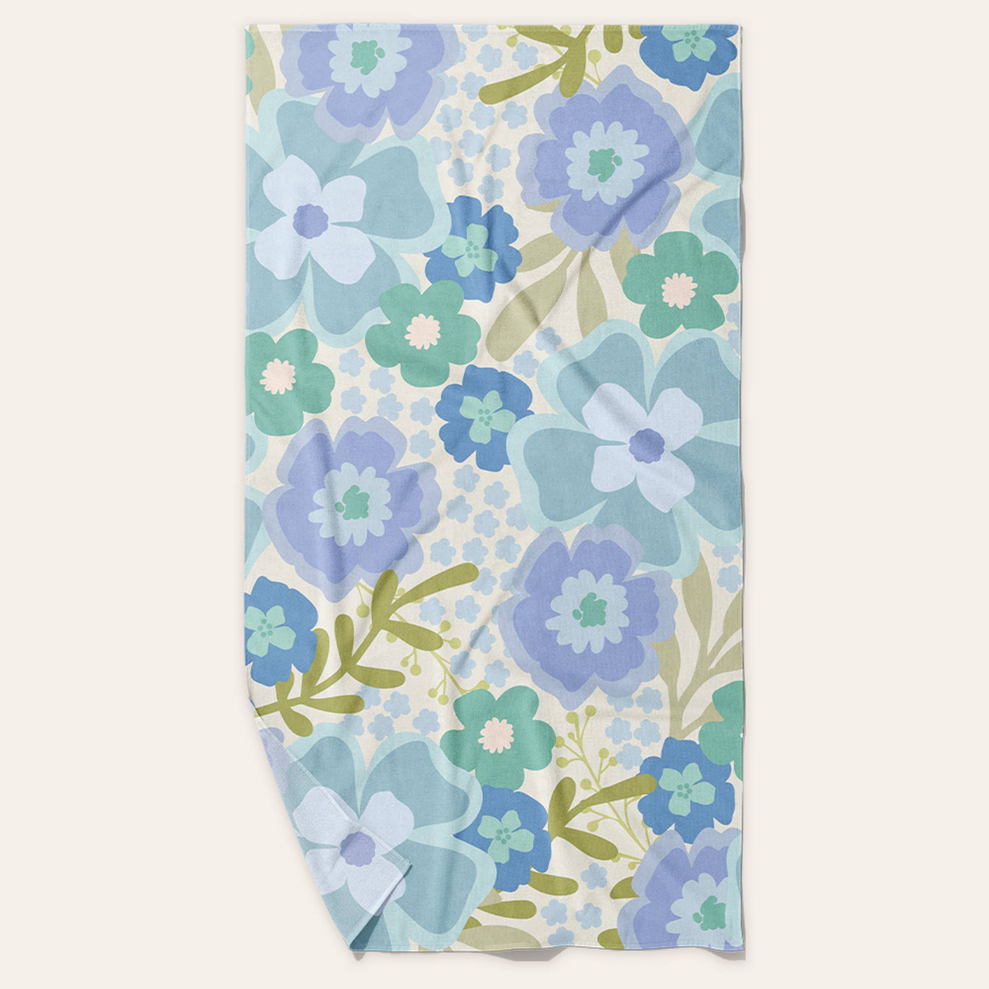 The Darling Effect - XL Quick-Dry Beach Towel-Beyond Blooms Blue Green