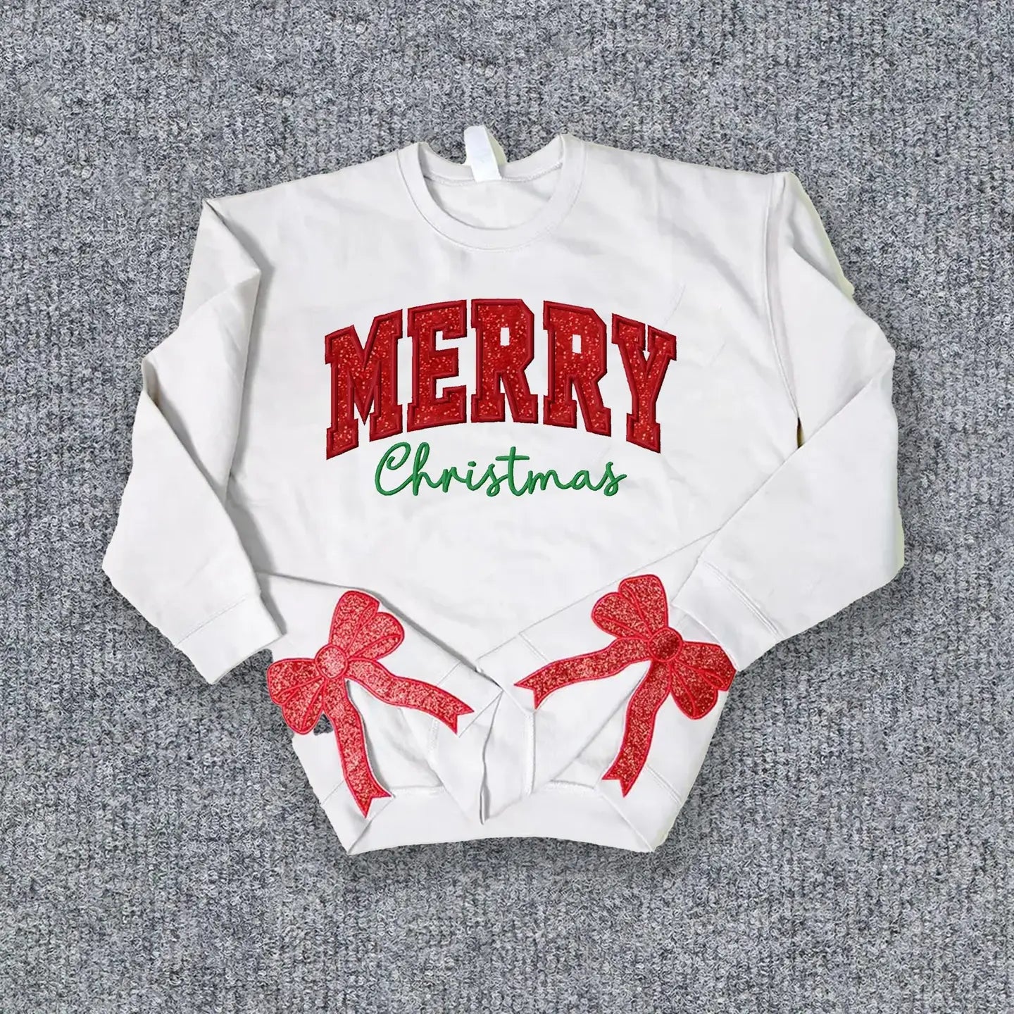 Glitter Merry Red Bow Sweatshirt