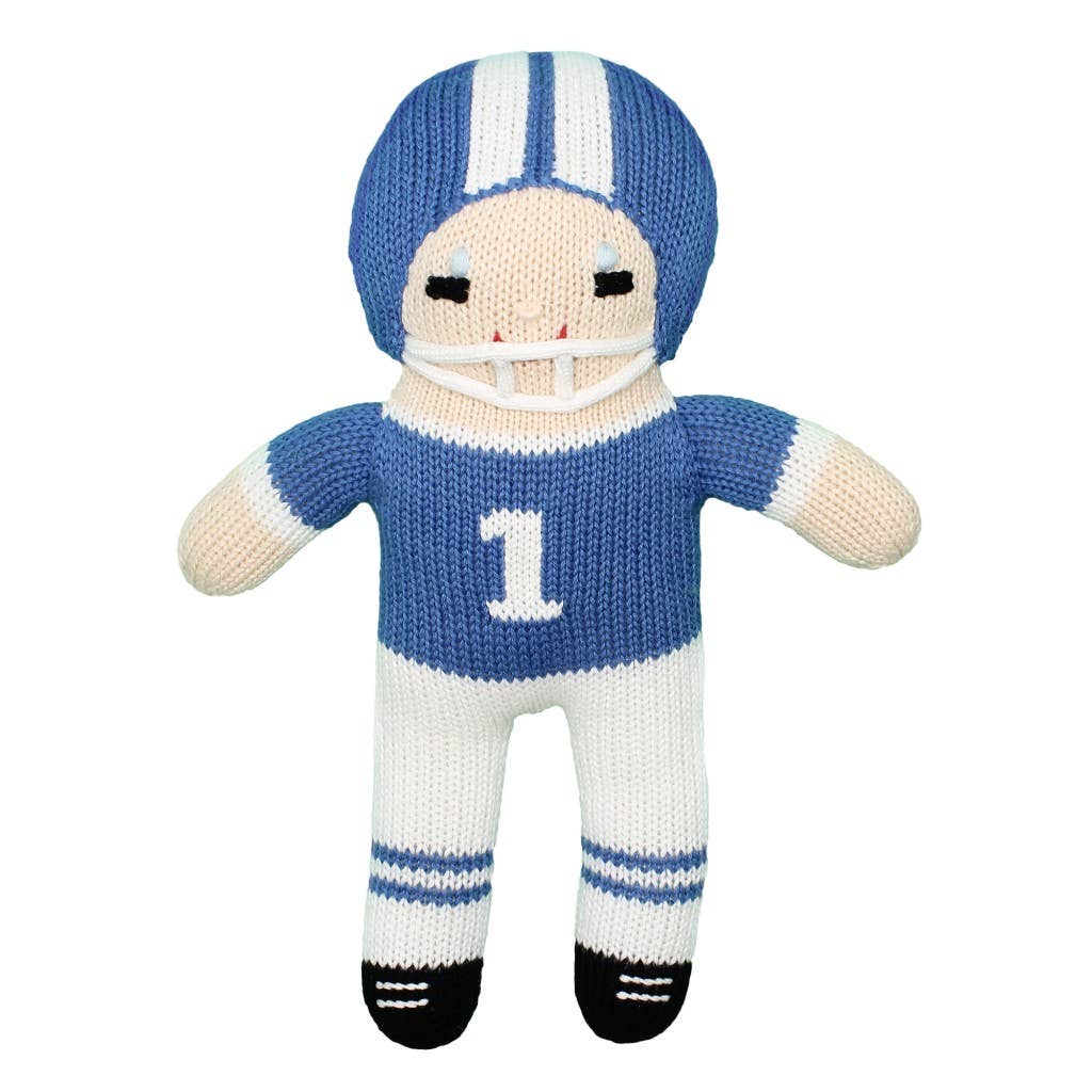 Petit Ami & Zubels - Football Player Knit Dolls: Red/White / 7" Rattle