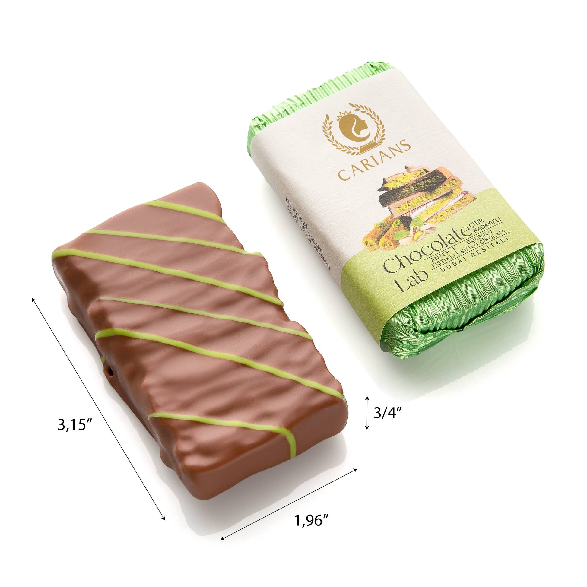 Carian's Bistro Chocolates - Famous Dubai Chocolate Bar, Premium Pistachio