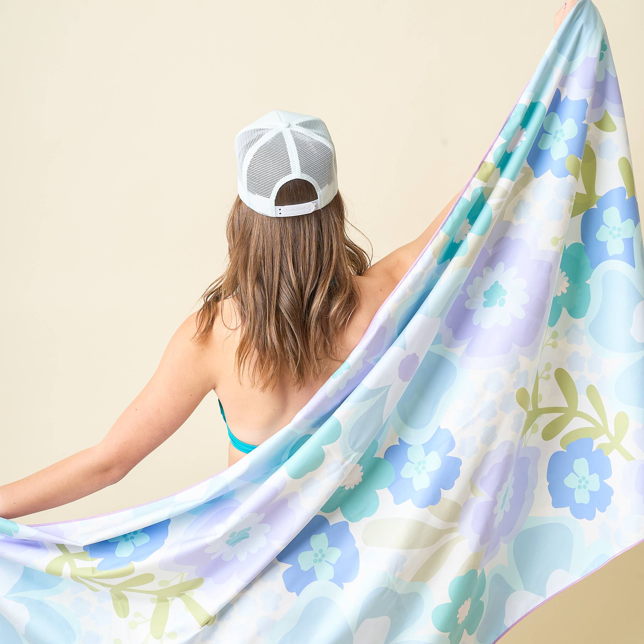 The Darling Effect - XL Quick-Dry Beach Towel-Beyond Blooms Blue Green