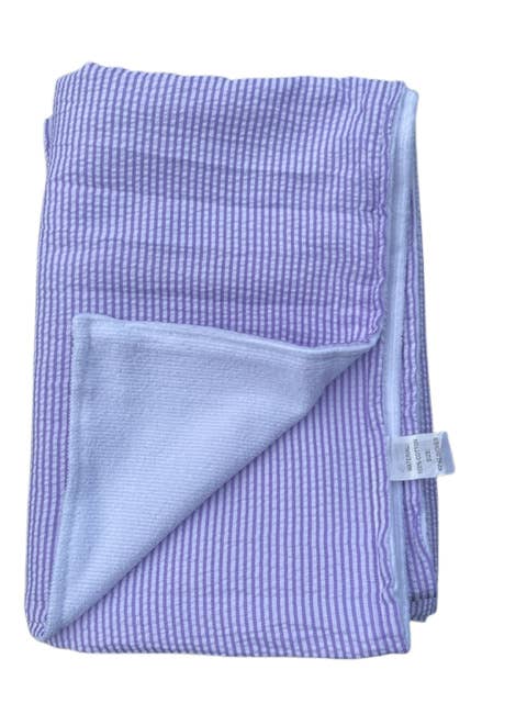 Zsa Zsa & LoLLi - Beach Towel, Seersucker, Monogram, Embroidery: Blue